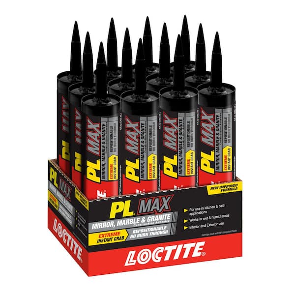 PL Max Mirror, Marble, and Granite, White Construction Adhesive, 9 fl. oz. Cartridge (12-Pack)