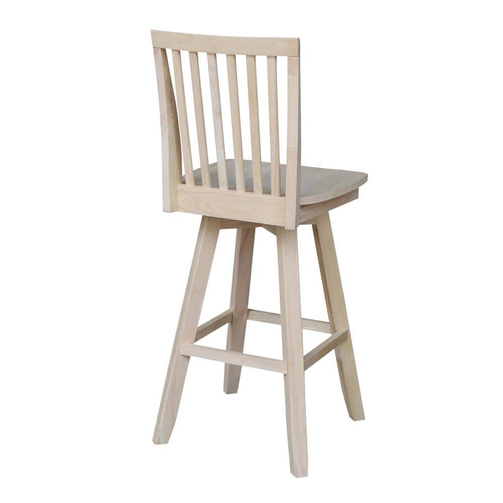 Traditional Rubberwood Swivel Bar Stool in Rich Brown