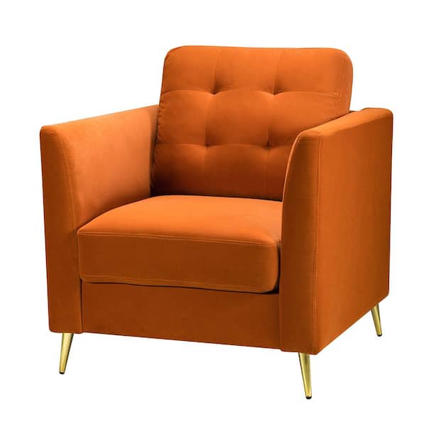 JAYDEN CREATION Selma Orange Club Chair with Metal Legs