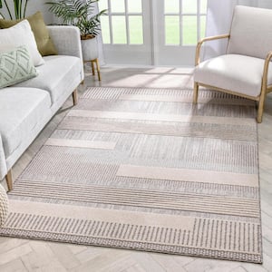 Beige 9 ft. 3 in. x 12 ft. 6 in. Harlow Briar Modern Geometric Abstract Area Rug