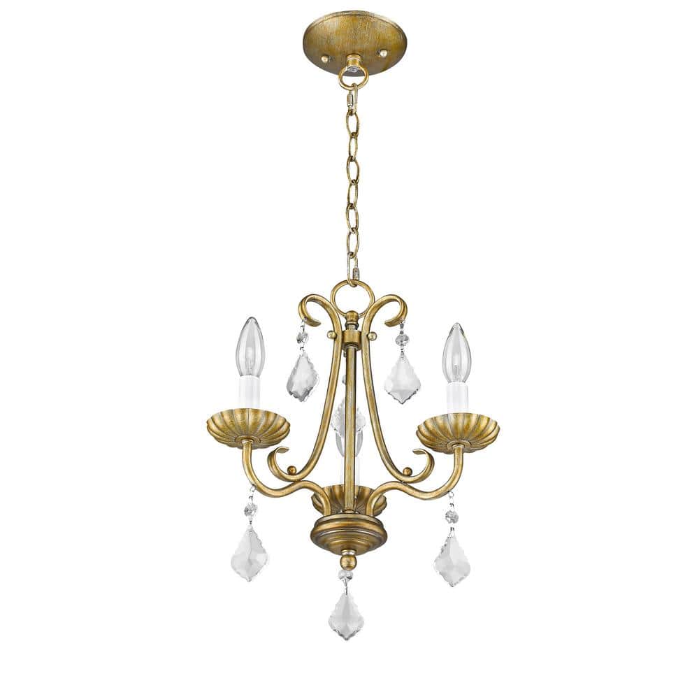 Mini Gold Steel Crystal Candle Chandelier Light