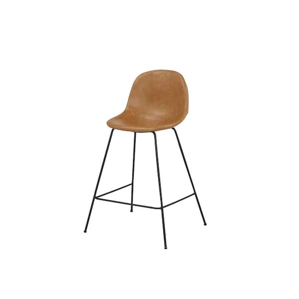 DEVON & CLAIRE Ian Faux Leather Bar Stool (Set of 2),Camel