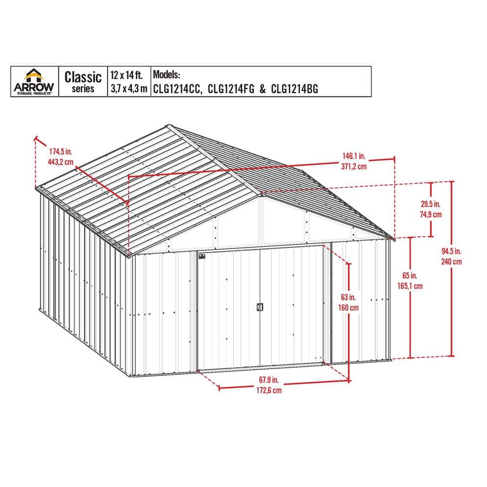 12 ft x 15 ft Blue Grey Steel Storage Shed