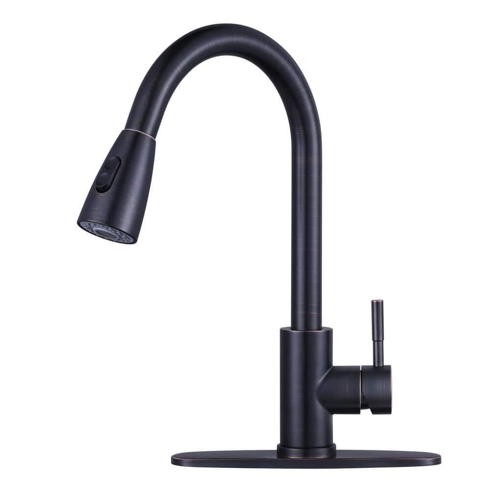 Wowow Single Handle Pull Down Sprayer Kitchen Faucet With Stream And Powerspray Mode In Oil