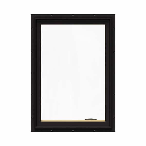 JELD-WEN 24.75 in. x 40.75 in. W-2500 Series Black Painted Clad Wood Right-Handed Casement Window with BetterVue Mesh Screen
