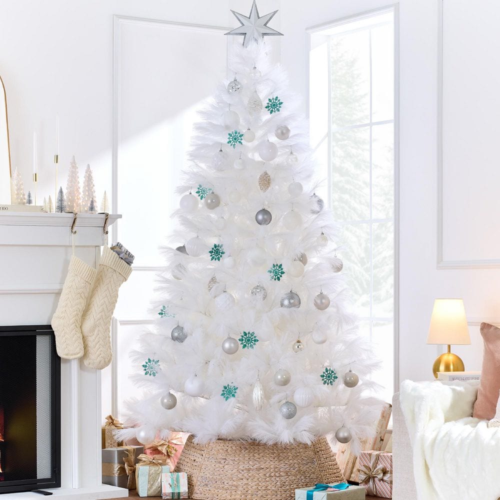 7.5 ft. White Pampas Unlit Artificial Christmas Tree with Metal Stand price history on PriceWatchPro