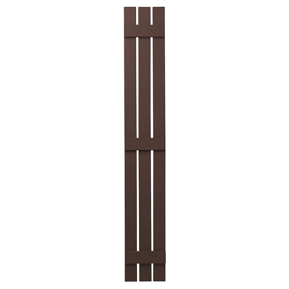 12 in. x 71 in. Polypropylene 3-Board Open Board and Batten Shutters Pair in Terra Brown