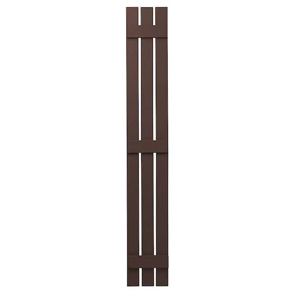 Ply Gem 12 in. x 81 in. Polypropylene 3-Board Open Board and Batten Shutters Pair in Terra Brown
