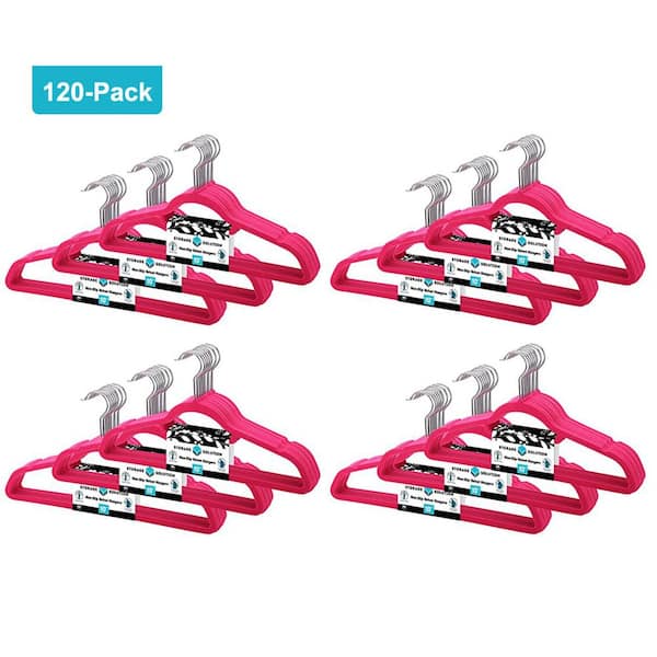 Velvet Non-Slip Pink Hangers (120-Pack)