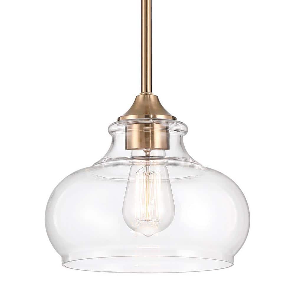 Harlow 60-Watt 1-Light Cool Brass Modern Pendant Light with Clear Shade, No Bulb Included price history on PriceWatchPro