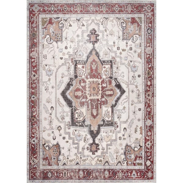 Linon Emerald 3 X 5 (ft) Red Indoor Medallion Area Rug in the Rugs