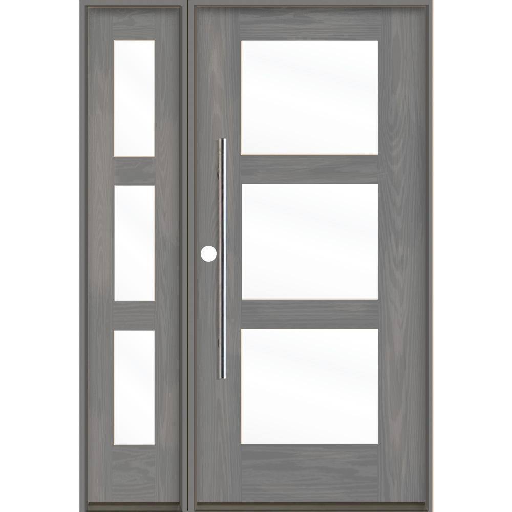 Krosswood Doors Faux Pivot 50 in. x 79 in. 3-Lite Right-Hand/Inswing ...
