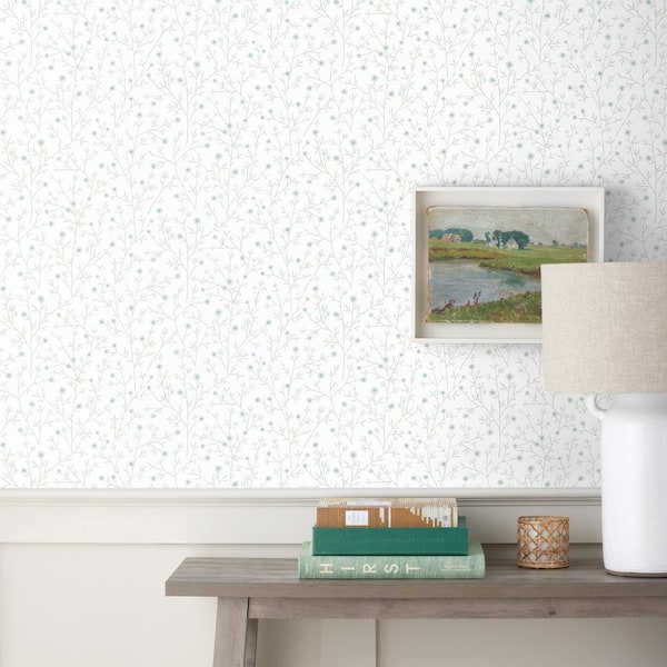 Ava Ditsy Willow Green Non-Pasted Wallpaper Roll (Covers 52 sq. ft.)