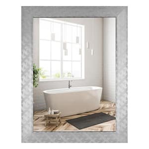 Rectangular Silver Decorative Framed Bathroom Vanity Wall Mirror (33 in. H x 25 in. W)