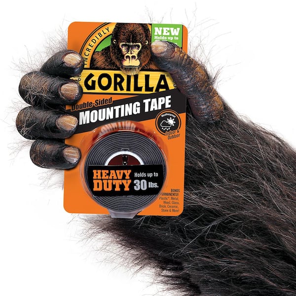 Gorilla 1 in. x 1.67 yd. Black Heavy Duty Mounting Tape 6055002 - The Home  Depot