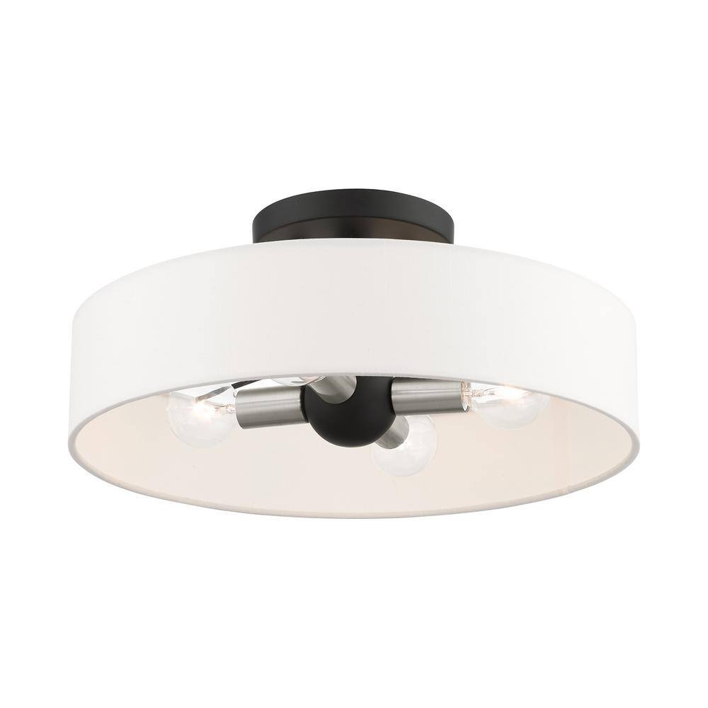 Venlo Contemporary 4-Light Drum Semi-Flush Mount in Black/Brushed Nickel