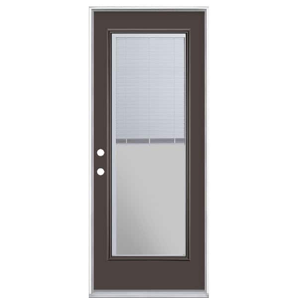 32 in. x 80 in. Full Lite Mini Blind Right-Hand Inswing Painted Steel Prehung Front Exterior Door No Brickmold