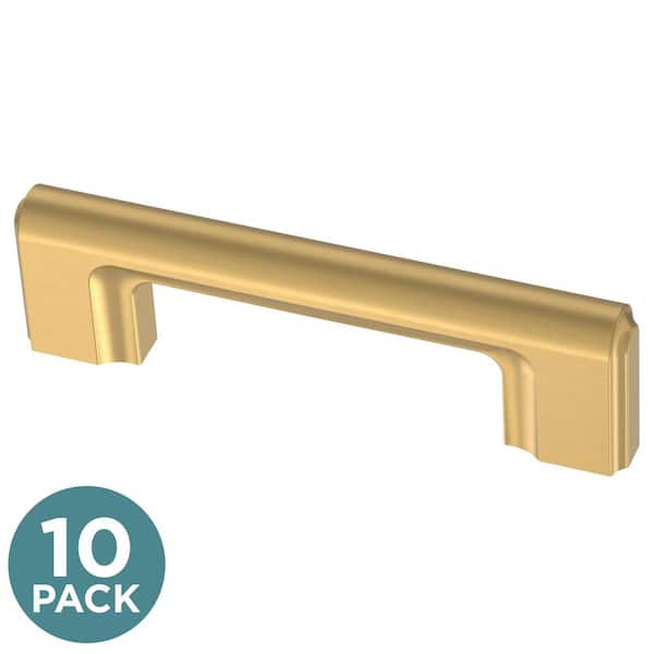 (10-Pack) Scalloped Dual Mount 3 or 3-3/4 in. (76/96 mm) Modern Gold Bar Cabinet Handle Drawer Pulls