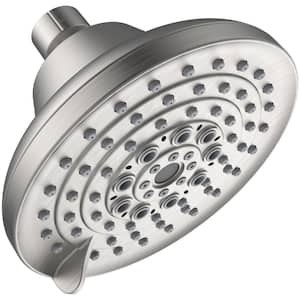 6-Spray Patterns with 1.8 GPM 5 in. Wall Mount Rain Fixed Showerhead with Anti-Clogging Nozzles in Brushed Nickel