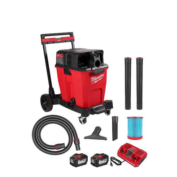 Milwaukee M18 FUEL 12 Gallon Cordless DUAL-BATTERY Wet/Dry Shop Vac Kit W/12.0 Ah Battery, Charger, Filter, Hose, and Accessories