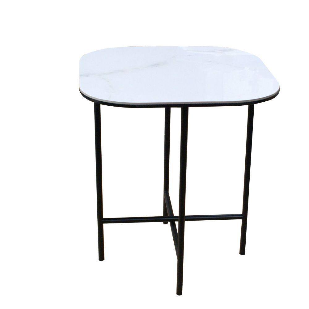 Benjara 20 In White And Black Square Ceramic End Table With Metal Frame Bm243392 The Home Depot