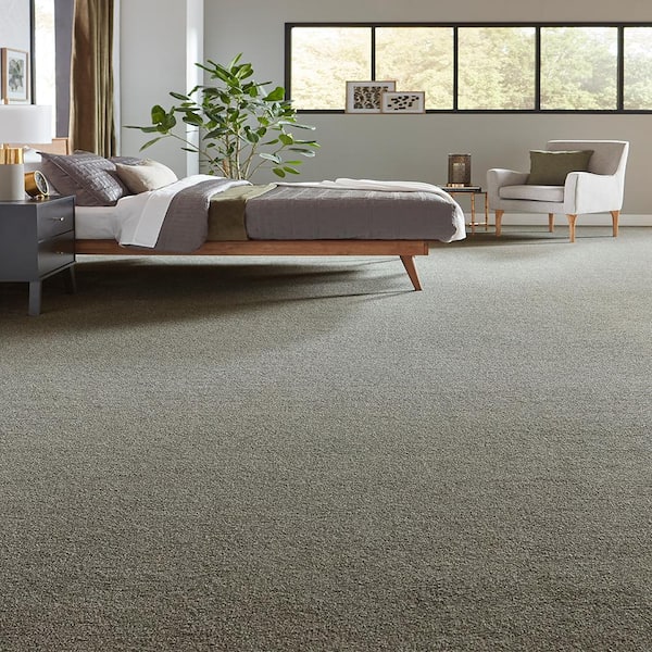 Tailored Trends III Midnight Gray 58 oz. Polyester Textured Carpet - Installation Required