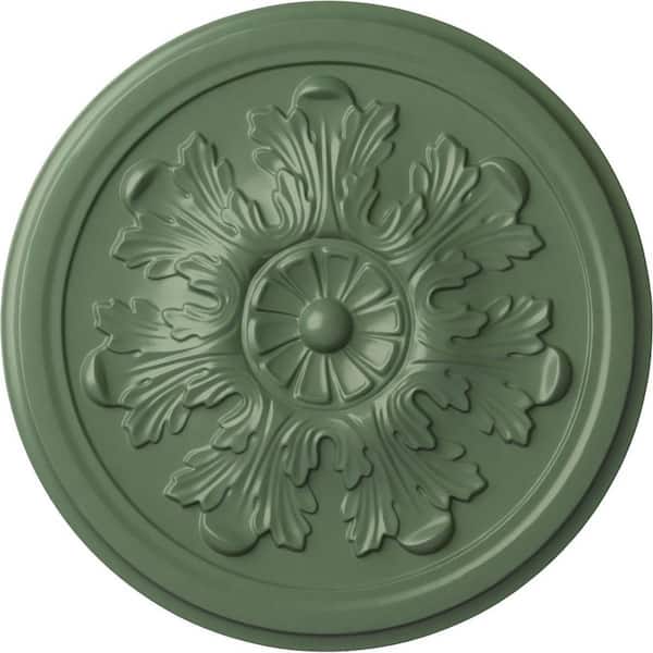 Ekena Millwork 7/8" x 12-3/4" x 12-3/4" Polyurethane Legacy Acanthus Ceiling, Hand-Painted Athenian Green