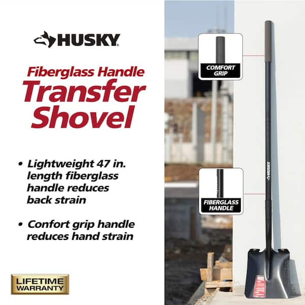 Husky 47 in. L Fiberglass Handle Carbon Steel Transfer Shovel with