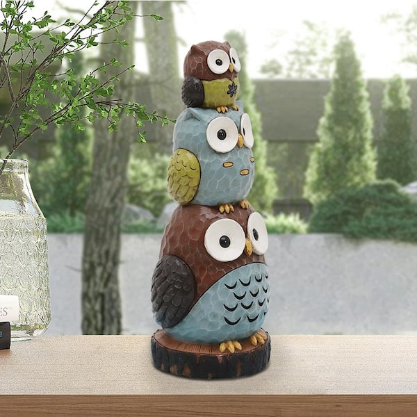 Maypex 17.75 in. H Stacking Owls Sculpture Statue