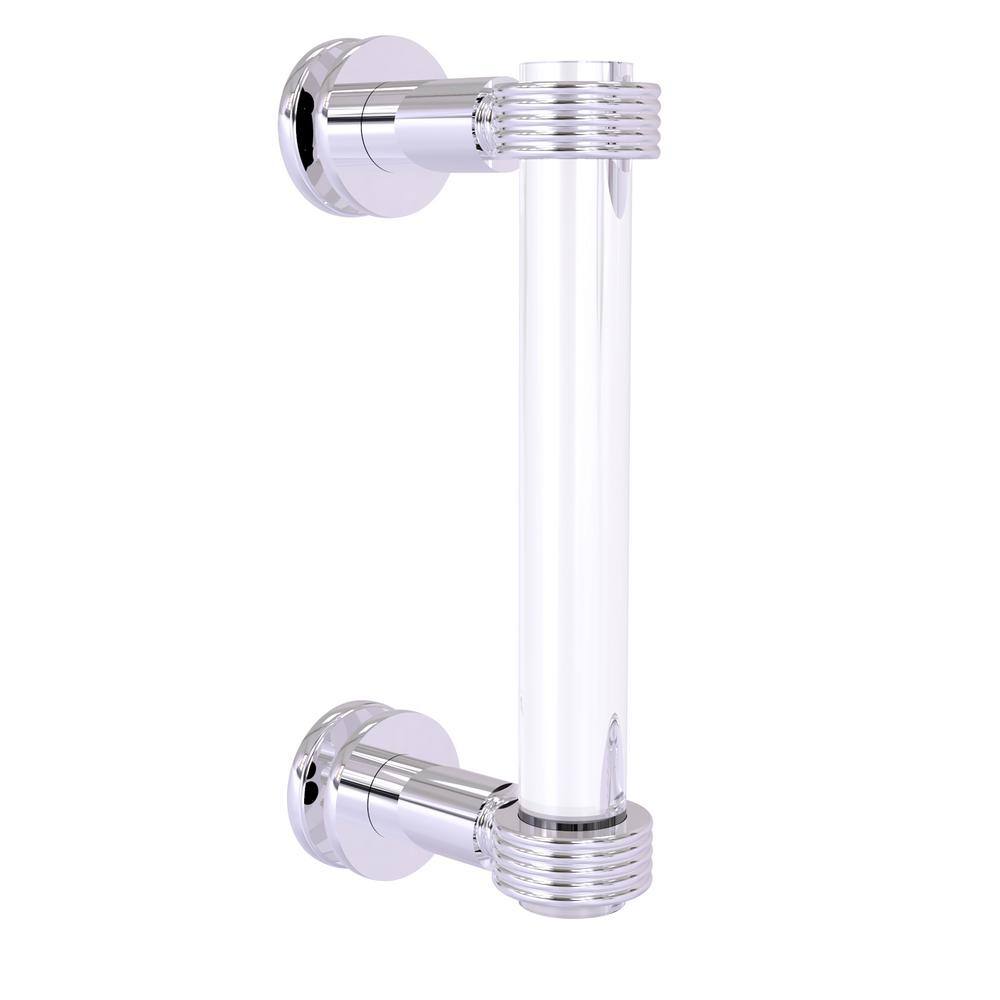 Allied Brass Clearview 8 in. Single Side Shower Door Pull with Groovy Accents in Polished Chrome