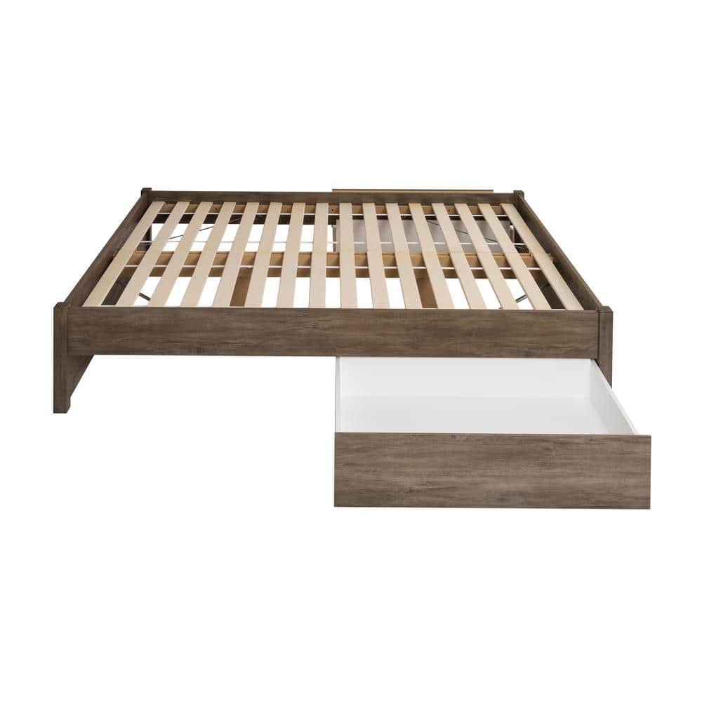 Elegant Queen Platform Bed with Upholstered Wood Frame and 2 Storage Drawers