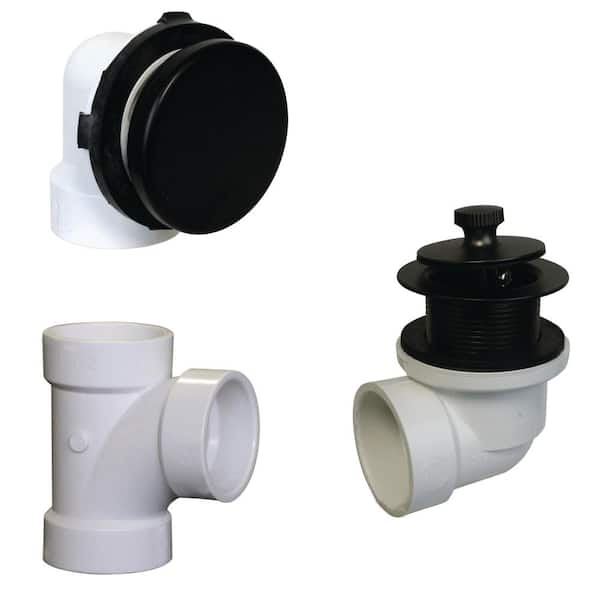 Westbrass Illusionary No-Hole Sch. 40 PVC Plumbers Pack with Lift and Turn Bath Drain, Matte Black