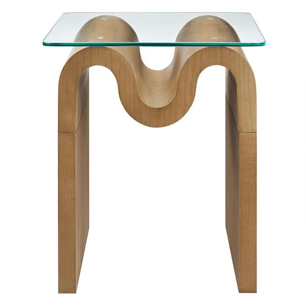 Modway Ondine Glass Top Side Table in White - Retro Vintage Glass