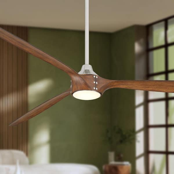 Pierce-84 84 in. Smart Indoor Brushed Nickel Low Profile Ceiling Fan with Integrated LED, Remote Control Included