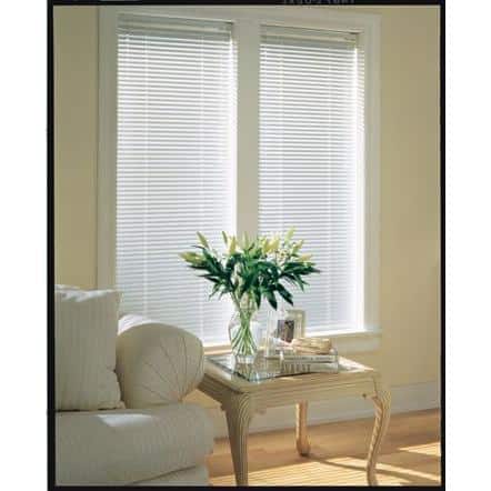 Hampton Bay White Cordless 1 in. Room Darkening Vinyl Mini Blind - 44 in. W x 72 in. L (Actual Size is 43.5 in. W x 72 in. L)