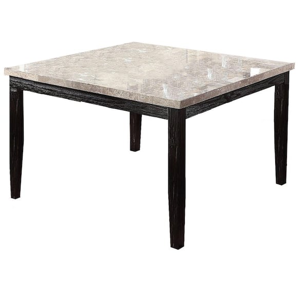 Best Master Furniture Shantanu 54 in. L Square Antique Black Marble Counter Height Dining Table