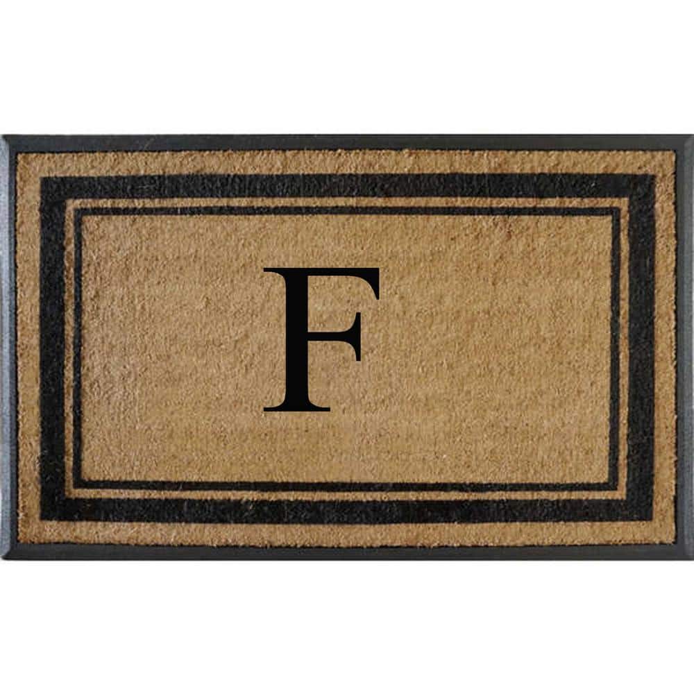 A1HC Flocked Markham 30 in. x 48 in. Coir Double Border Monogrammed F Non-S