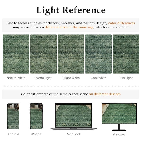 HaiiMeid Oasis Secret Green 8 ft. x 10 ft. Distressed Vintage