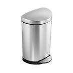 10-Liter Fingerprint-Proof Brushed Stainless Steel Semi-Round Step-On Trash Can
