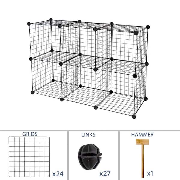 1 Gal Wire Storage Cubes 6 Cube Metal, 6 Cube Grid Wire Storage Shelves White
