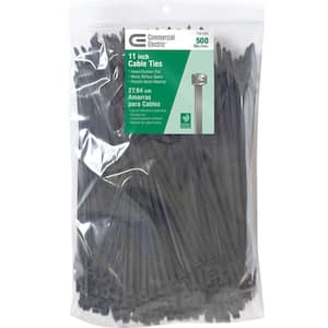 11 in. UV Resist Cable Tie, Black (500-Pack)