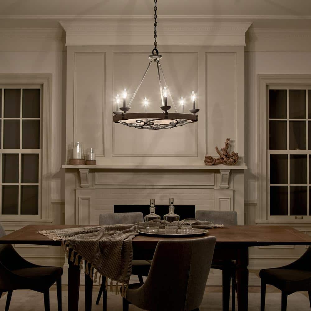 Taulbee 28.5" Grey Bronze Rustic Wagon Wheel Chandelier