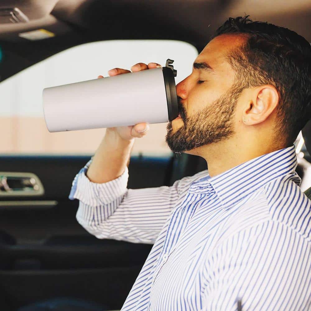 Black Triple Insulated Stainless Steel Travel Tumbler with Straw