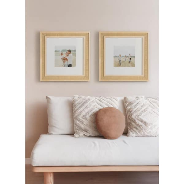 Kate and Laurel Corah 14 x 14 Matted to 8 x 8 Natural Wood Picture