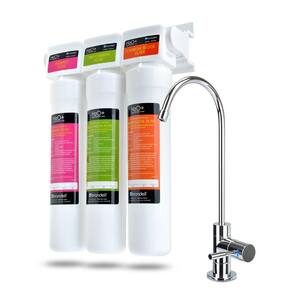 Coral 3 Stage WQA Gold Certified Undercounter Water Filtration System with Over 99% Lead Reduction in White