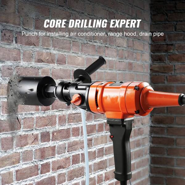 1500W Diamond Core Drilling Machine, 4 in. Handheld Wet Concrete Core Drill Rig, 1100-2400RPM Two Speed & 1-1/4 in.