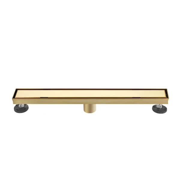 Elegante Drain Collection 30 in. Linear Stainless Steel Shower Drain with Tile Insert and Zirconium Gold Plating
