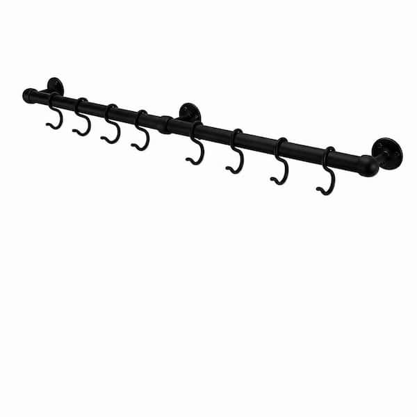 23.7 Inch Stainless Steel Wall Mounted Pot and Pan Hanging Rack with Adjustable S Hooks, Matte Black