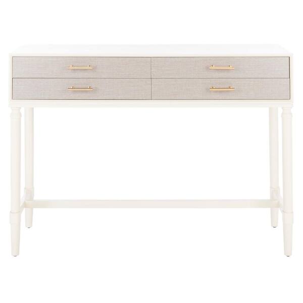 SAFAVIEH Estella 13 in. White Rectangle Wood Console Table with Drawer