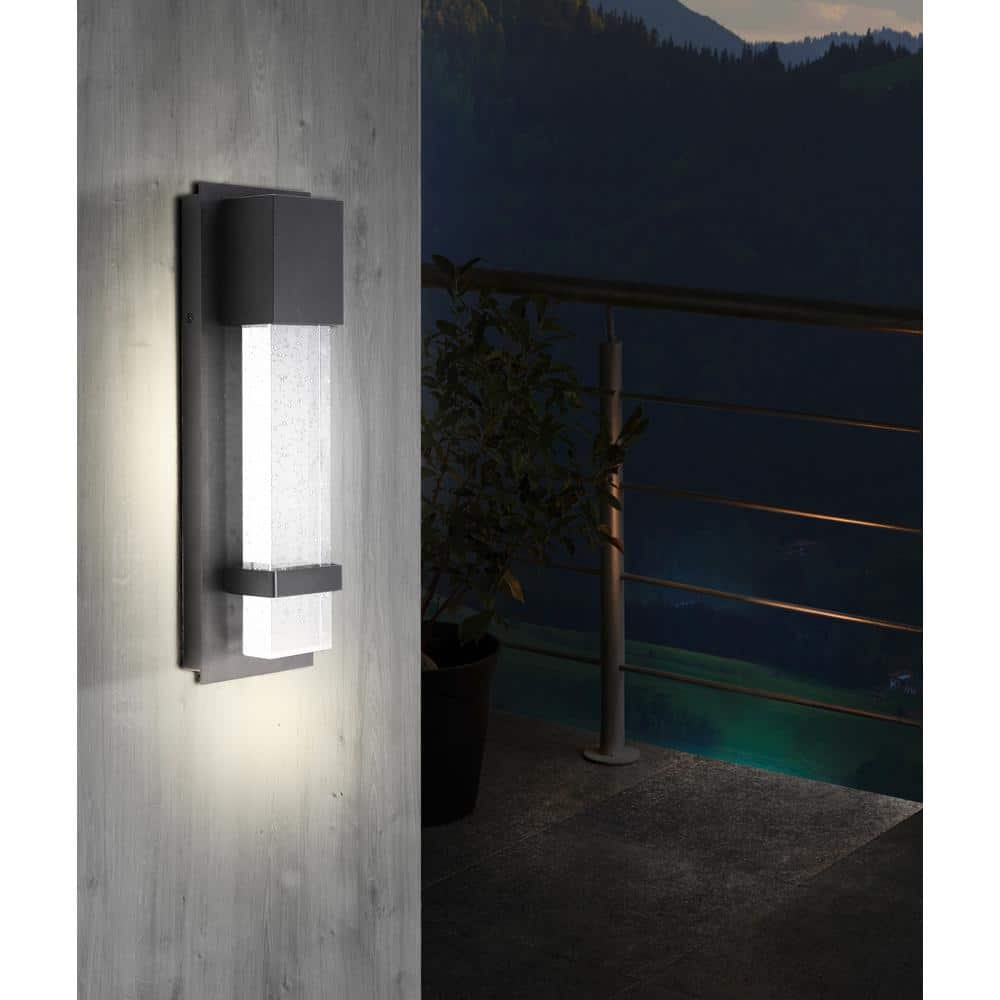 Venecia Modern Black Steel & Seeded Glass Dimmable Sconce